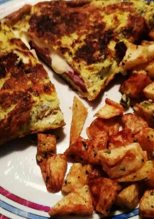 Una foto de Omelette a la plancheta