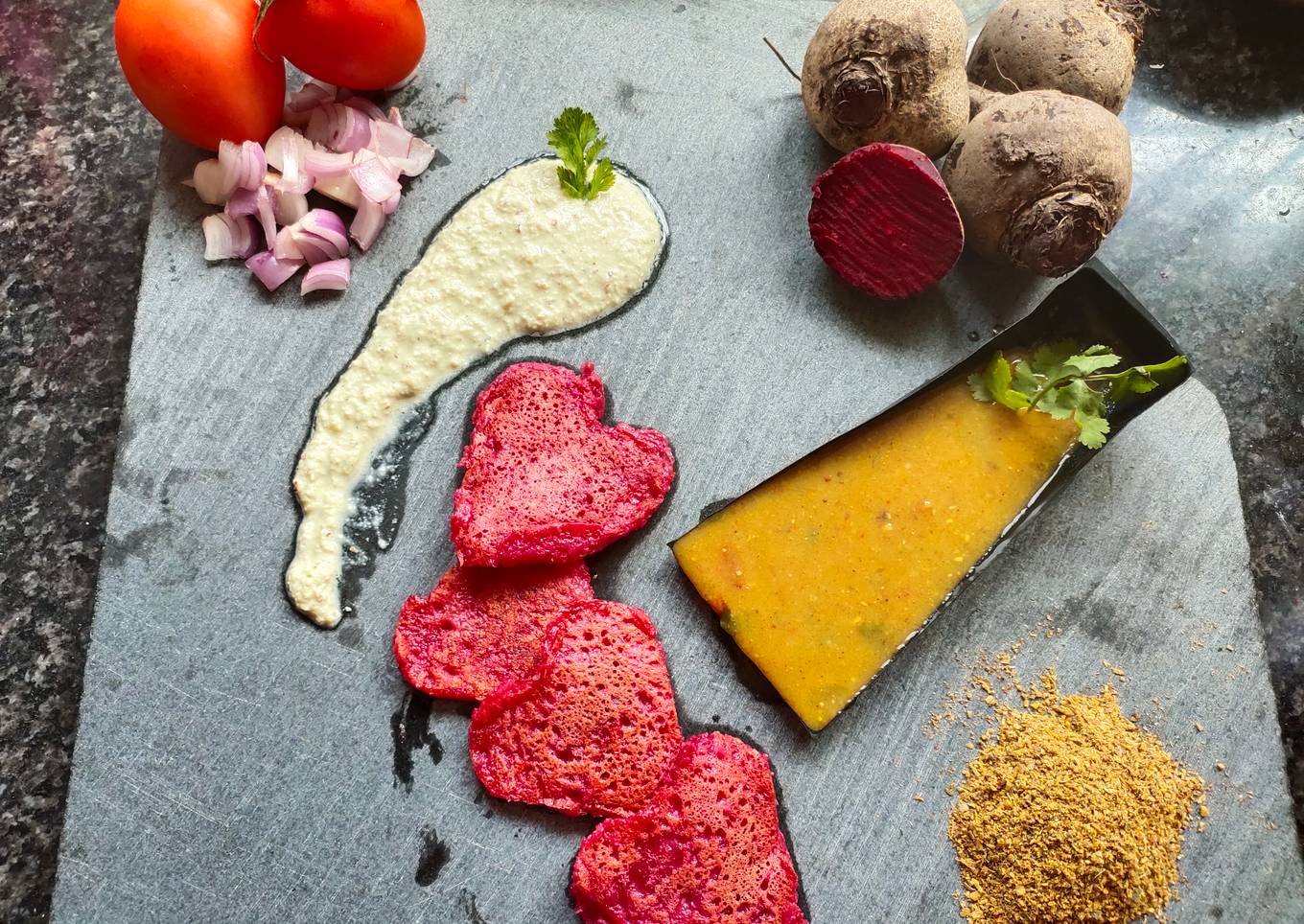 Lovely beetroot dosa bites