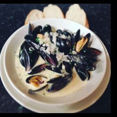 Moules Marinere with Cream, Garlic and Parsley A picture of Moules Marinere with Cream, Garlic and Parsley.