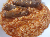 Guiso de arroz con víbora 😲 (salchicha criolla) 😅