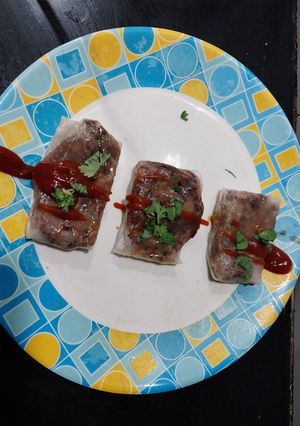 A picture of Black beans and Rajma spring rolls.