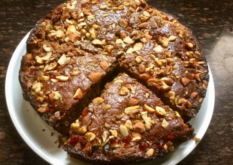 Recipe of Perfect Wheat flour Jaggery dry fruit Cake