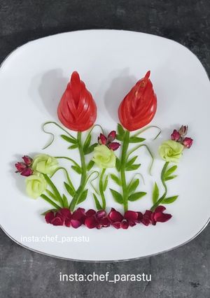 عکسی از دستور تزیین سبزیجات (گل لاله)
