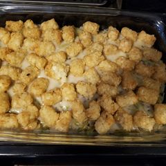 Green been tater tot casserole A picture of Green been tater tot casserole.