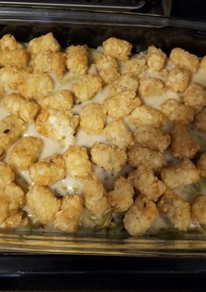 A picture of Green been tater tot casserole.
