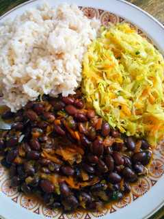 A picture of Black beans,brownrice&cabbage #maindish#teamalpha#luhyalocaldish.