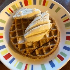 A picture of Vegan Ice Cream-Topped Waffle.
