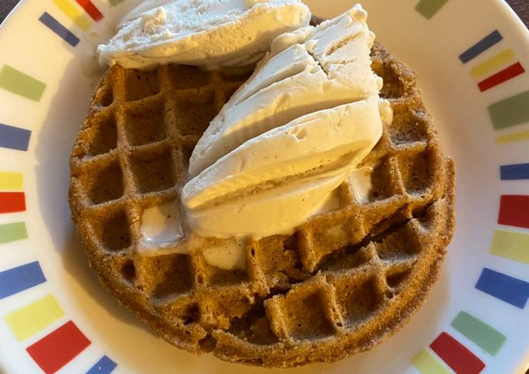 Steps to Make Any-night-of-the-week Vegan Ice Cream-Topped Waffle