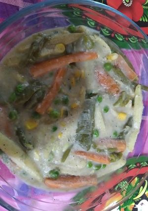 A picture of CHEESEY BAKED VEGGIES And CHICKEN.