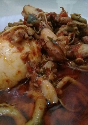 Foto resep Balado cumi telor rice cooker🐙🐙