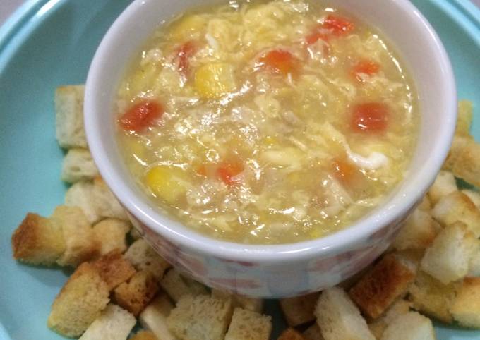 Resep Corn Chicken Soup With Crouton Mpasi 16 Oleh Stef Jn Cookpad 2691