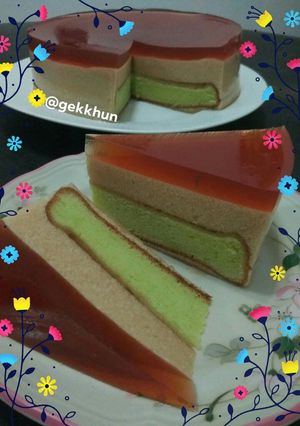 Foto resep Puding Busa Gula Merah & Pandan Cake