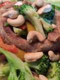 Fried broccoli in yam ring