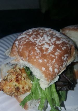 A picture of Chicken Littles sandwich.