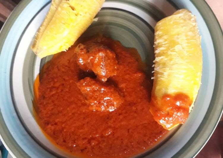 How to Prepare Quick Boiled plantain with tomato stew