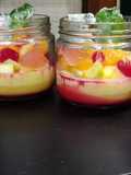 Basundi pennacota with fruits and fruit pulp jellies