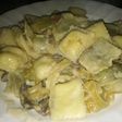 Ravioles con salsa de panceta y hongos!!