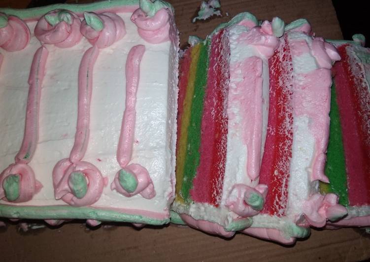 WAJIB DICOBA! Inilah Cara Membuat Rainbow cake takaran sendok makan Gampang Banget