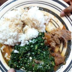 Rice beef and kales A picture of Rice beef and kales.