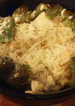 A picture of Stuffed peppers... recycle your leftovers.