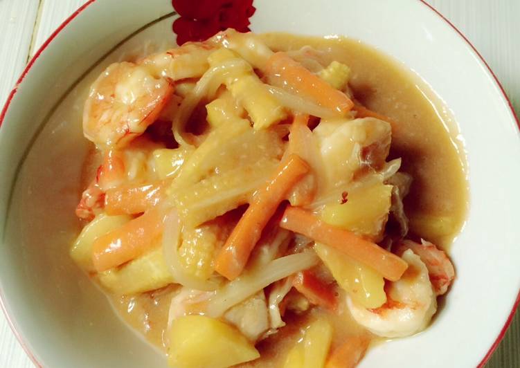 Cara Gampang Membuat Udang masak bumbu nanas, Lezat Sekali