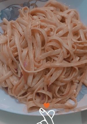 صورة لوصفة مكرونة بالبينك صوص