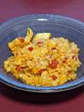 Risotto integral de bacalao con piquillo
