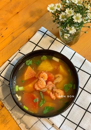 Hình của món Canh Đu Đủ Hườm Nấu Tôm Đất.