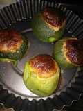 Zapallitos rellenos de atún con puré de papas con queso