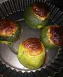 Zapallitos rellenos de atún con puré de papas con queso