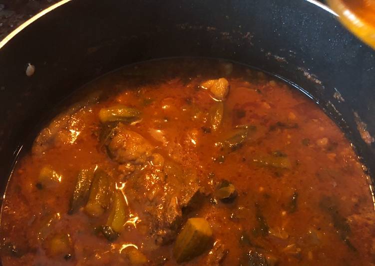 Okra with lamb chop Okra with lamb chop