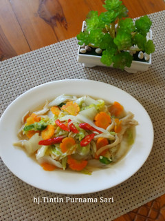 Foto resep Tumis Sawi Putih Wortel dan Jamur Tiram
