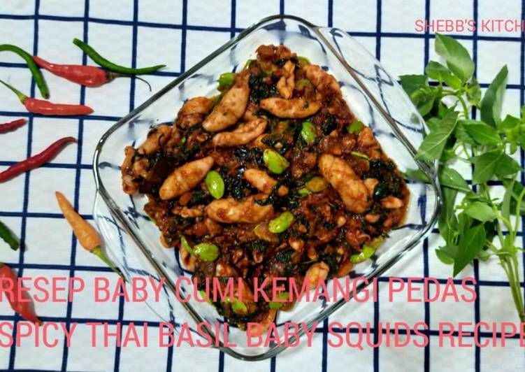 Resep sambal cumi kemangi ala Shebb's Kitchen pedas/Spicy Thai basil baby squids recipe