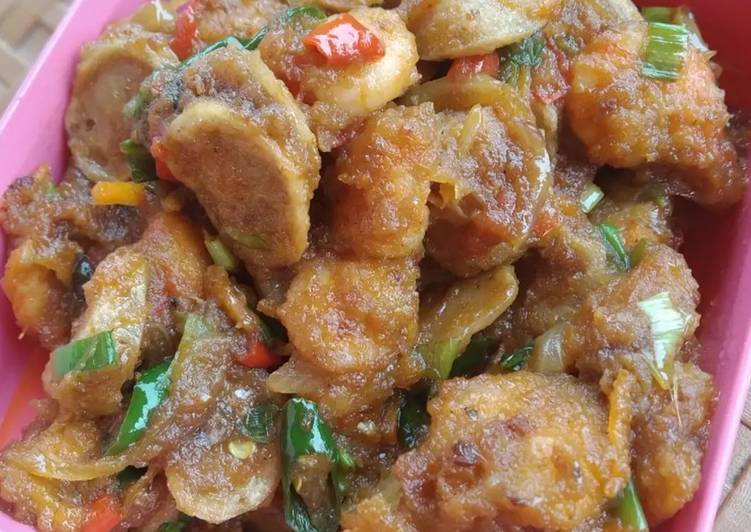 Udang tepung dan baso saos kecap ala bunda maira