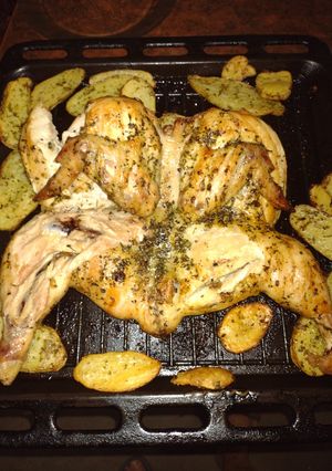 Una foto de Pollo al horno con papa
