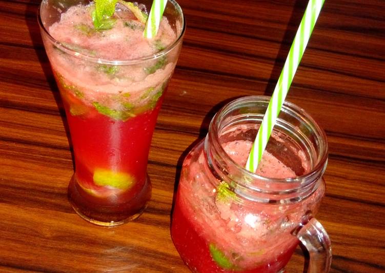 Virgin Watermelon Mojito with Rose Syrup