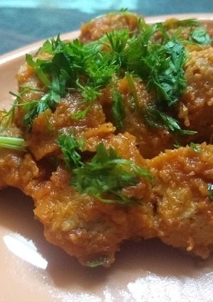 A picture of Soya chunks masala dry.