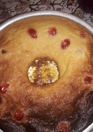 Una foto de Budín de pan con cerezas al marosquino