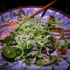 A picture of Healthy salad with mayo herbs dressing.