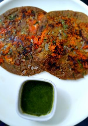 A picture of 20 minutes breakfast Black Chana Utappam.