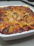 Lasagna di polenta, con guanciale e funghi secchi
