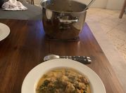 A picture of potatoes and leeks soup