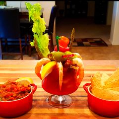 A picture of Mike's Drunken Shrimp Cocktails.