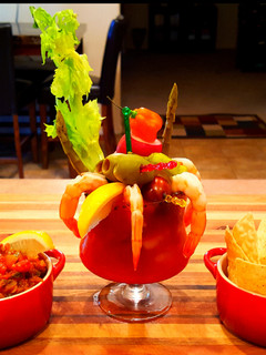 A picture of Mike's Drunken Shrimp Cocktails.