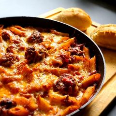 Smokey Meatball Pasta Bake A picture of Smokey Meatball Pasta Bake.