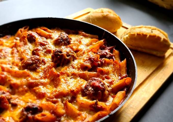 Smokey Meatball Pasta Bake