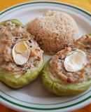 Chayotes rellenos de requesón con champiñones