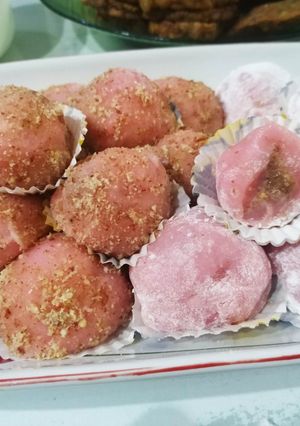 Foto resep Mochi isi kacang topping kacang aroma chocopandan