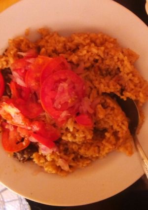 A picture of Liver pilau# authormarathon# my favourite dish#.