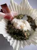 Sformatino di spinaci e ricotta con fonduta di caciocavallo
